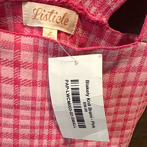 Listicle - Pink Plaid Crop Top - Picture 4 of 4